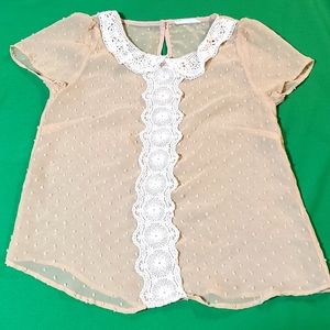 Lush detail women's crochet see through blouse size small?